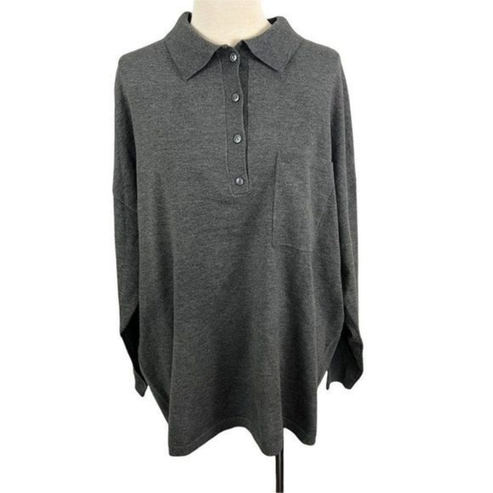 NWT RDI Grey Long‎ Sleeve Collared Shirt with Button Up (M)